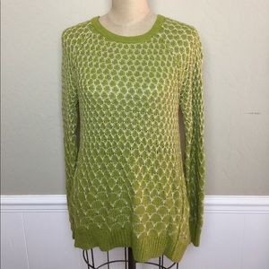 Anthropologie honeycomb knit back zip sweater